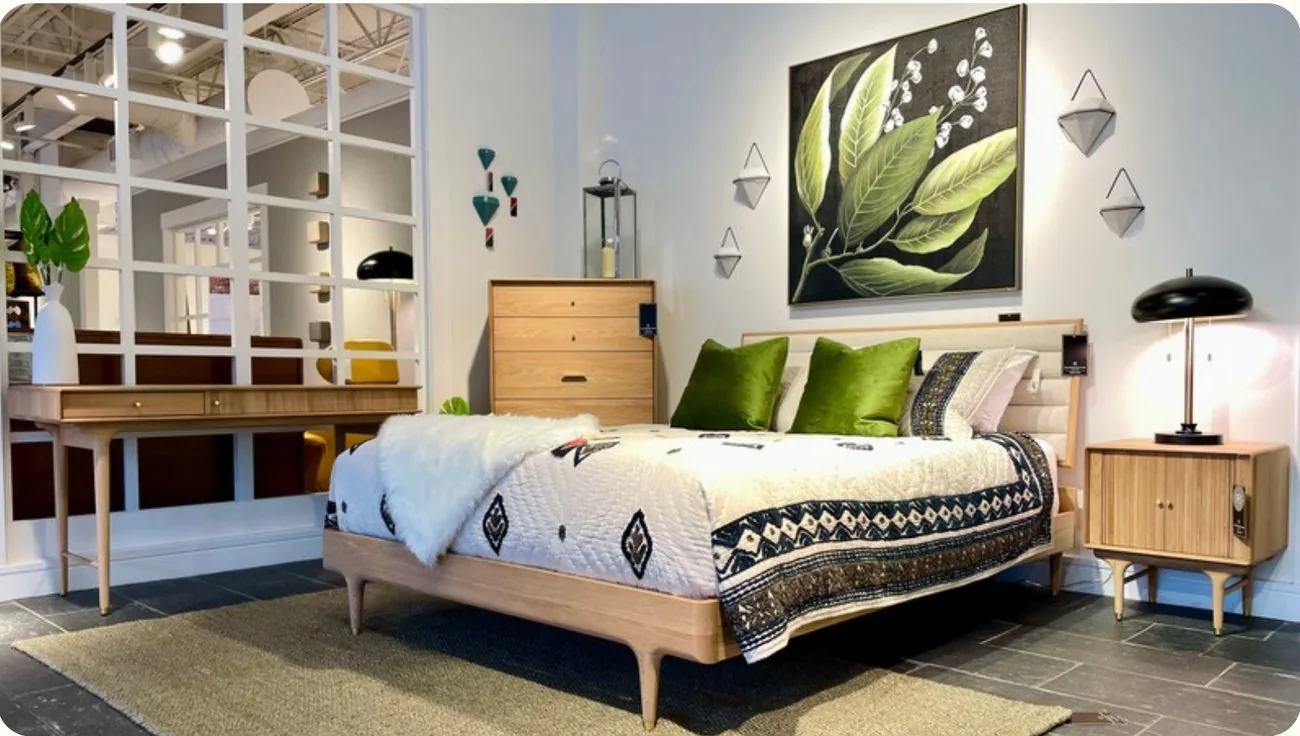 Hendrick white oak bedroom collection, as displayed